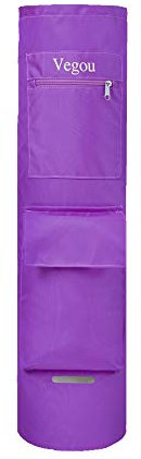 Vegou Große Yogamatten-Tasche mit Aufbewahrungstaschen, 72,4 cm lang x 17,8 cm Durchmesser, passend für die meisten Mattengrößen, extra breit, verstellbarer Riemen, hellviolett