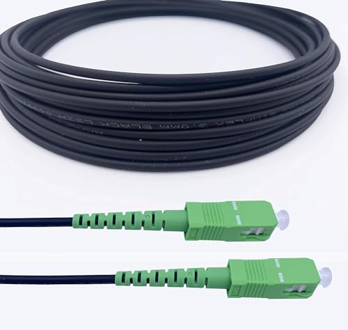 Elfcam - Cavo in Fibra Ottica Blindato in Acciaio SC/APC a SC/APC Simplex Monomodale,per Installazioni all'Interno e all'Esterno, Compatibile con TIM Vodafone e WindTre Fibra (100M)