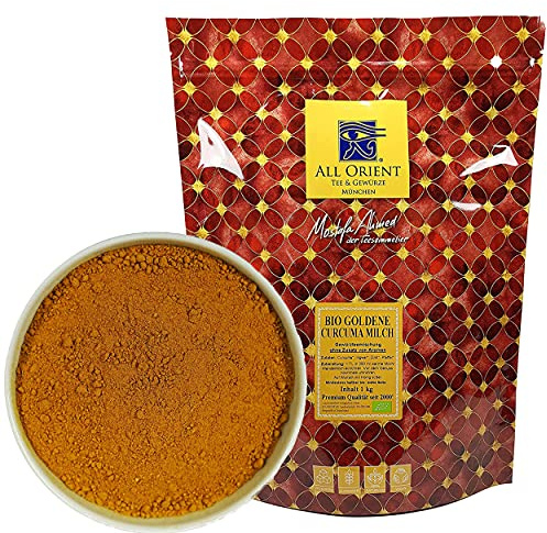 All Orient BIO Goldene Curcuma Milch | 1000g | Orientalische Teemischung | Ohne Zusatz von Aromen | Gewürztee lose | ayurvedische Teemischung | Naturbelassen | Vegan