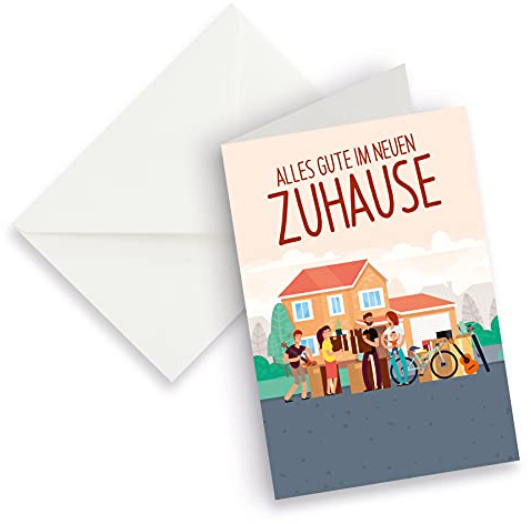 itenga XXL Klappkarte DIN A4 Alles Gute im neuen Zuhause und XXL Briefumschlag - Grußkarte Glückwunschkarte zum Umzug Einzug