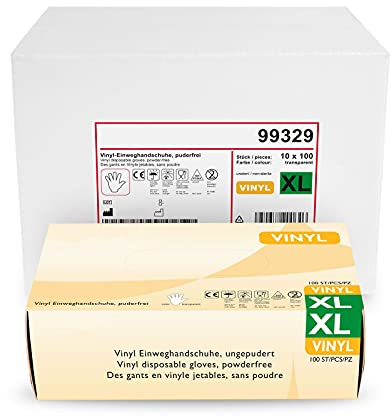 Vinylhandschuhe 1.000 Stück in XL I Latexfreie Einmalhandschuhe aus Vinyl I Geeignet für Tattoo-Studio, Lebensmittelbereich & als Untersuchungshandschuhe I Transparente Einweghandschuhe