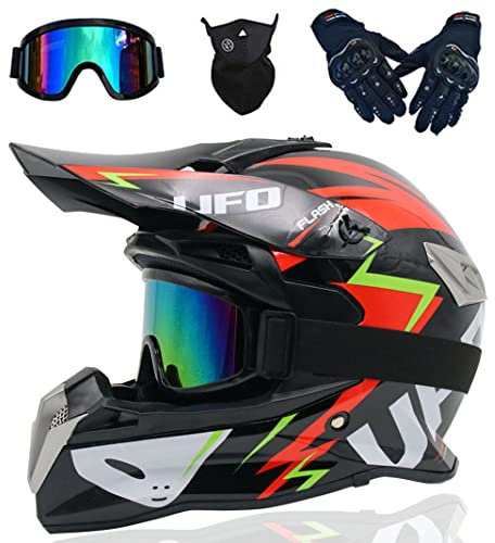 Motocross Integralhelm D.O.T Motorrad Backflip Helme DH Motorrad Sturzhelm für MTB ATV MX Rally Mountain Pit Bike Dirt Bikes (Schwarzes Raumschiff) (62~63cm XXL)