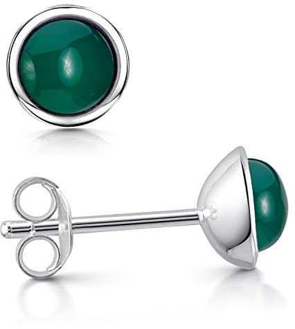 Edelstein Ohrstecker Silber 925 für Damen rhodiniert SO-46 | Runder Ohrringe Stecker Ø 6,5mm mit Stein von MATERIA by Matthias Wanger