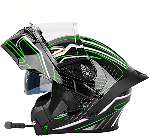 Motorradhelm Helm Motorrad Mit Bluetooth Integriert Klapphelm Mit Doppelvisier Mit Eingebautem Mikrofon für Automatische Reaktion ECE-Zertifizierung Für Frauen Männer