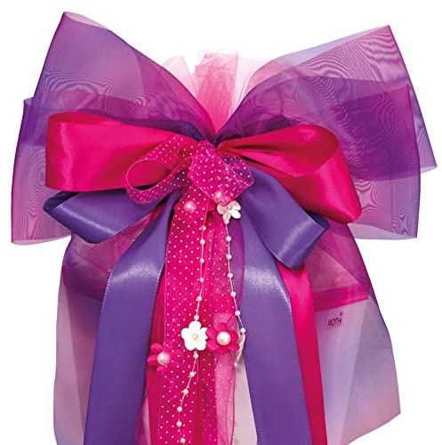 ROTH XXL Schultütenschleife Purple Blooming - fertig gebunden ca. 63 x 32 cm - Schulanfang-Schleife