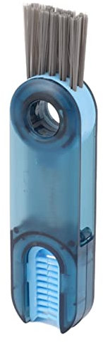 Focket Crevice Cleaning Brush, Multifunctional Stainless Steel Rapid Drying 3 in 1 Bottle Lid Brush Gentle for Restaurant (Blue)