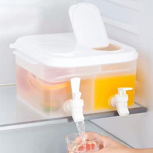ADERTOS Distributeur d'eau Froide pour Réfrigérateur 5L Distributeur de Boisson avec Robinet Distributeur d'eau au Citron Distributeur de Jus de Fruit Réfrigéré, sans BPA Type à Clapet Divisé