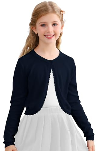Soudittur Cárdigan Bolero de Algodón para Niña, Manga Larga y Cuello Redondo Chaqueta de Punto, para Ceremonias, Fiestas y Uso Diario