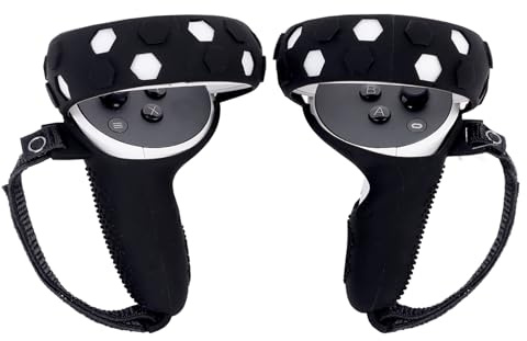 Bomiclss Controller Grips Compatible with Quest 2, VR Accessories Silicone Protective Grip Cover with Non-Slip Texture and Soft Knuckle Straps (Black)