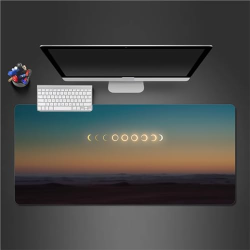 Mauspad XXL, 900x400x2mm Große Landschaftsfinsternis Gaming Mauspad, rutschfest Schreibtischunterlage, Waschbares Mousepad mit Vernähte Kanten für Gamer PC Maus und Tastatur