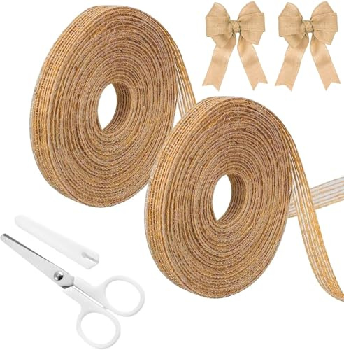 20m Juteband, 1cm Geschenkband Breit, Jute, Juteband Breit, Dekoband Jute Für Diy Handwerk Verpackung, Geschenk, Hochzeit, Weihnachten, Esstisch, Herbstkranz, Blumenstrauß Dekoration(10m/Rollen)