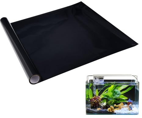 Husalsea Schwarzer Aquariumhintergrund Terrarium Rückwand Hintergrundfolie Aquarium Statische Aufkleber 30 * 200 CM