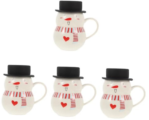 IMIKEYA 4Pcs Weihnachtstasse Niedliche Schneemann-Tasse Schneemann-Teebecher Flasche für den einzug kaffeekanne kaffeetassen Kaffeebecher mit Deckelgetränkebehälter Keramik