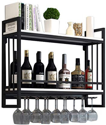 HADECOLL Portabicchieri da Vino Sospeso | Portabottiglie A Parete in Legno | Mensola per Vino con Portabicchieri | Portabottiglie da Vino Sospeso | Mobiletto Portabottiglie in Legno, 60 Cm × 20 Cm