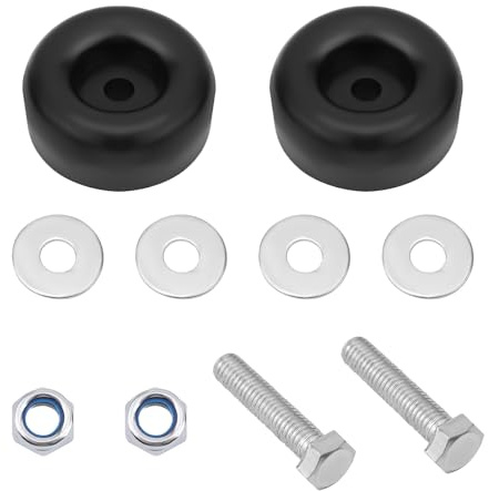 Tinoaly 2uds Topes para Puertas de Remolque, 6,4cm Almohadillas de Goma Redondas Pies Topes Remolque con Espaciadores Tuerca para Bomba Compresor Aire Parachoques Absorción Impactos