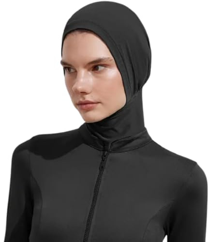 Passamontagna da bagno da donna – Cuffia da bagno integrale per piscina – morbida, anti-cloro, per capelli lunghi o corti, nuoto, sport, spiaggia, Nero , Taglia unica