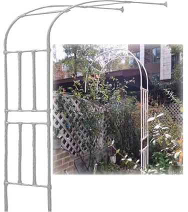 Stabiles Metall Garten Rankgitter für Kletterpflanzen, weiße Pergola Halbschatten für Hochzeiten im Freien, Rasendekoration, einfache Montage (1,1 m Breite x 2,4 m Höhe)