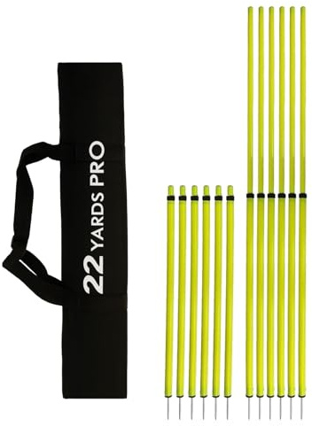 22YardsPro Telescopic Boundary Poles | Adjustable Height Training Poles with Ground Spikes & Carry Bag | 1.7m Football, Agility, Speed, Fitness Drills Equipment (6)