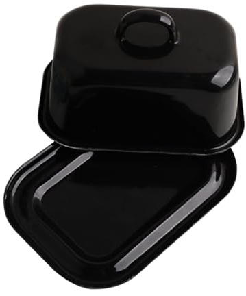 Burriera smaltata con coperchio, contenitore for burro in stile europeo, contenitore for formaggi vintage e vassoio for dolci, utensili da cucina retrò fatti a mano