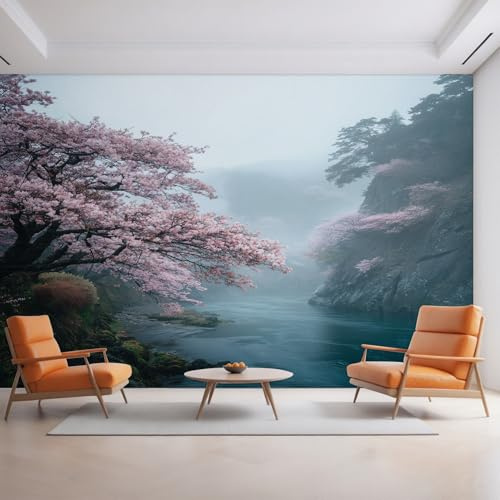 Generico Carta da Parati Fiori di Ciliegio, 500X350cm, Carta da Parati Tessuto Non Tessuto Paesaggio Scenario Naturale, Camera da Letto Decorazioni Parete Soggiorno Decorazione Cucina Décor EL&D56