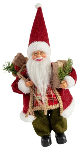 OOLA.DETAL Décoration de maison de Noël Poupée de Père Noël debout de 30,5 cm de haut, base stable, décoration de fenêtre de salle de classe, grande figurine de Père Noël pour les fêtes