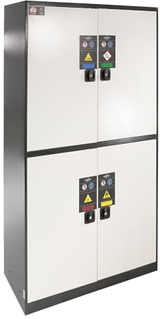 asecos | Chemikalienschrank MULTIRISK | 2 x 1 Fachboden | 1 Bodenauffangwanne | 2 x 2 Schubladen | HxBxT 1950 x 1055 x 520 mm | 4 Abteile