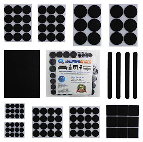 106pcs Assorted Self Adhesive Felt Pads Sticky Floor Protectors for Furniture Chair Table Feet by Lifeswonderful®