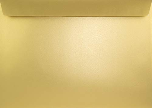 Netuno 10 Briefumschläge Gold Perlmutt DIN C4 22,9x32,4 cm für A4-Dokumente | 125g schimmerndes Perlmuttpapier · große Kuverts für Versand, Unterlagen, Büro, Korrespondenz, Prospekte, Mailings & Kataloge