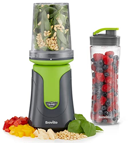 Breville Blend Active Compact Food Processor and Smoothie Maker, 1 x Processor Bowl, 1 x Portable Blending Bottle (600 ml) 300 W, Green [VBL241]