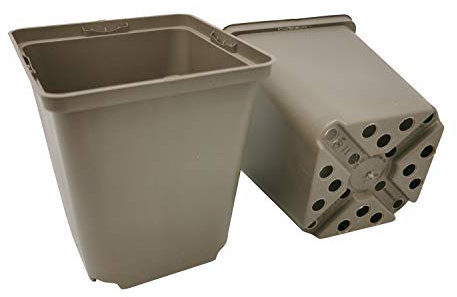 GREEN24 10 Stck. Recycling Pflanztöpfe Profi 11x11x12cm Farbe Taupe - RC Vierecktopf Anzuchttopf Pflanztopf Blumentopf Vierkant-Töpfe Pflanzcontainer (10, 11x11x12cm)