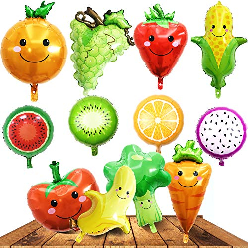 12PCS frutta verdura foglio elio palloncini Mylar, più stili colorati decorazione del partito forniture per compleanno nozze Natale doccia bambino bambini regalo