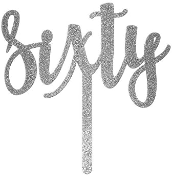 The Cake Decorating Co. Silver Glitter - Script Number Acrylic Cake Topper 60