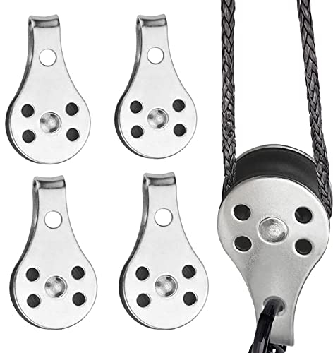 4 Pezzi Puleggia in Acciaio Inox, Singolo Puleggia Carrucola, Puleggia Rullo di Carico Argento, Carrucole con Cuscinetti per Grandi Kayak, Canoe, Fabbriche, Edifici, Ecc