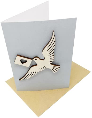 Woodland Mail Karte zur Taufe - Taufkarte mit spezieller Holztaube auf der Vorderseite Konfirmation Kommunion Glückwunsch