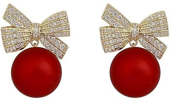 Huge Tomato Perlen Trofenohrringe, 14mm elegante groß Perlen Ohrringe für Frauen, 14k Gold plattierter Bügelverschluss, Creole, Perlenohrringe als Geschenk