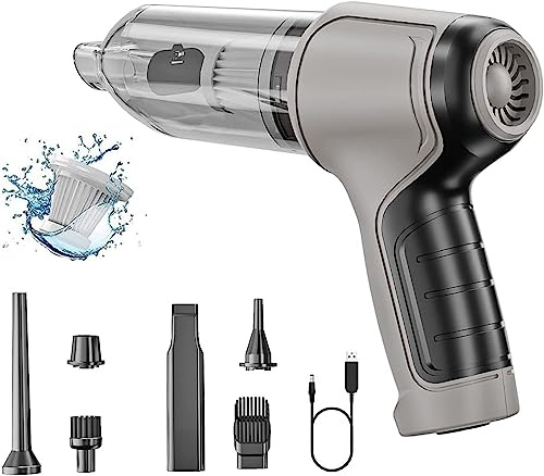 Aoun Aspirapolvere portatile e soffiatore senza fili, 12000 Pa, forte aspirazione 120 W ad alta potenza, aspirapolvere portatile ricaricabile per auto, computer, peli di animali domestici (grigio)