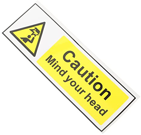 PLAFOPE Warnschild Mind Your Head Selbstklebender Warnaufkleber Low Overhead Sicherheitshinweis Robust Langlebig Für Werkstatt Schule Fabrik