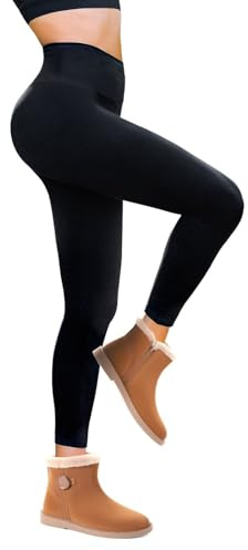 Walifrey Fleece Lined Leggings Women, High Waisted Thermal Leggings Women Black LXL