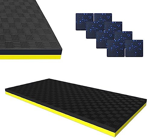 WORDFUN Bodenschutzmatte 2,5 cm Dick, Schalldämmend Multifunktionsmatte Für Fitnessgeräte, Antivibrationsmatte, Wiederstandsfähige, Fitness Unterlegmatte Mit 8 Rutschfesten Füßen