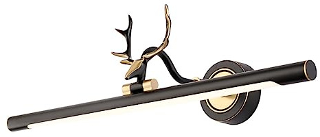 Luce frontale a specchio a LED in rame Vintage Deer Lampada da toeletta for bagno Lampada da parete regolabile for toeletta Lampada da parete rustica for specchio da bagno Camera da letto Toilette Toe