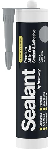 Hemway 300 ml Light Grey Hybrid Polymer Sealant | Odourless & Sanitary Anti-Mould Adhesive | Waterproof & Suitable For Use in Kitchen, Bathroom & Around Bath, Shower & Toilet | Easy To Use - 1 Pack