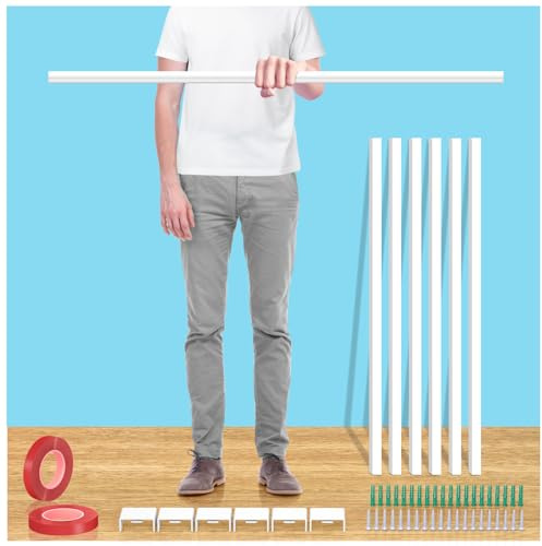 Xtra Langer Kabelkanal Weiß Selbstklebend 1m (6 STK. - 24x14mm) - 6m Kabelkanäle Komplettset mit Klebeband, Schrauben und Dübeln für Wand, Decke, TV und Außenbereich - Abdeckung Kabel Decke