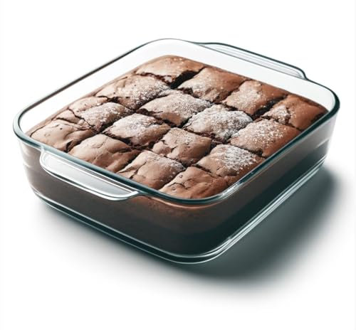 Square Glass Baking Dish for Oven, Glass Oven Dish Square, Roasting Dish Oven Proof Dishes, 24.5×22×5.7cm (1.8L) Roasting & Baking Trays Fridge & Freezer Safe Tough Durable & Easy Clean