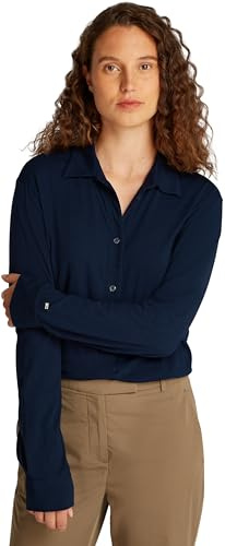 Tommy Hilfiger Donna Camicia Casual Regular Fit, Blu (Dark Night Navy), M