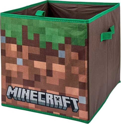 HOX Caja de almacenamiento plegable para niños, cubo de almacenamiento de juguetes de tela con asas - Minecraft