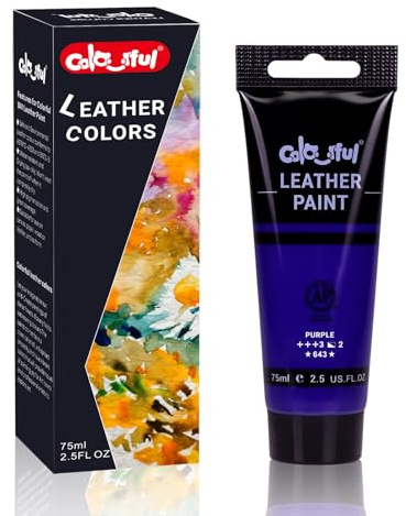 Colorful Leather Paint 2.5oz Purple for Shoe Painting & Leather Projects | Premium leather paint for bags, wallets, jackets, shoes, and DIY crafts. Waterproof, flexible, durable, and long-lasting.