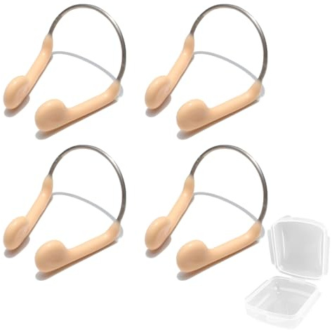 WOLMIK Nose Clips Swimming, 4 Pcs Waterproof Silicone Swim Nose Protector with Storage Box for Adults, Beginners