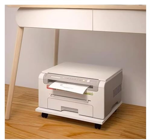 BTBTB Druckerständer mit Untertisch-Druckerständer mit 4 Lenkrollen, beweglicher Drucker-Kopierer-Ständer, weißes Rolltablett-Pflanzenregal, Büro-Desktop-Ständer(39x44x6.6cm)