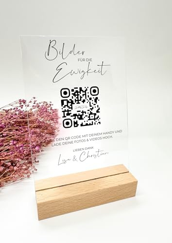 DNellyDesign Bilderrahmen | QR Code auf Acrylglas für Hochzeitsfotos | Hochzeitsfotos | Hochzeitsfotos teilen | QR Code Acrylglass (Design 2)