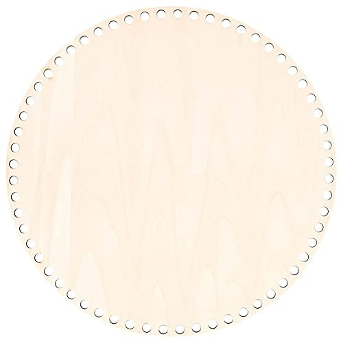 Fozriybefy 30Cm NatüRlicher Korb Boden mit Loch, Kreis Leerzeichen Basis für Mach Es Selbst Stricken HäKeln Beutel Boden Former